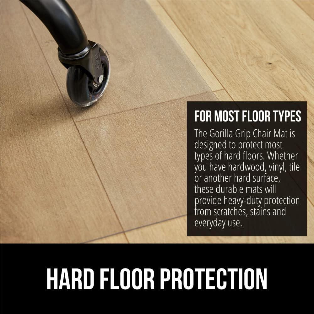 imageGORILLA GRIP Slip Resistant Clear Office Chair Mat for Carpet Floors Smooth Rolling Glide Under Desk Heavy Duty Plastic Computer Mats and Carpeted Floor Protector Work and Gaming Chairs 29x47 LipHard Floor Mat With Lip