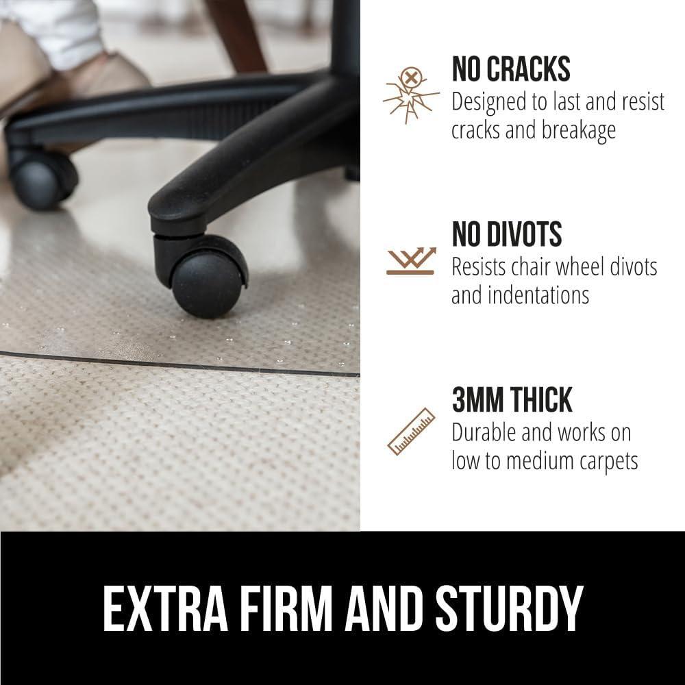 imageGORILLA GRIP Slip Resistant Clear Office Chair Mat for Carpet Floors Smooth Rolling Glide Under Desk Heavy Duty Plastic Computer Mats and Carpeted Floor Protector Work and Gaming Chairs 29x47 LipCarpet Mat With Lip