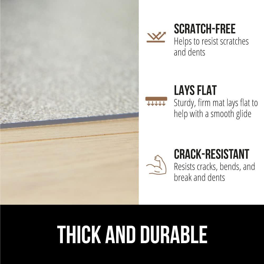 imageGORILLA GRIP Slip Resistant Clear Office Chair Mat for Carpet Floors Smooth Rolling Glide Under Desk Heavy Duty Plastic Computer Mats and Carpeted Floor Protector Work and Gaming Chairs 29x47 LipHard Floor