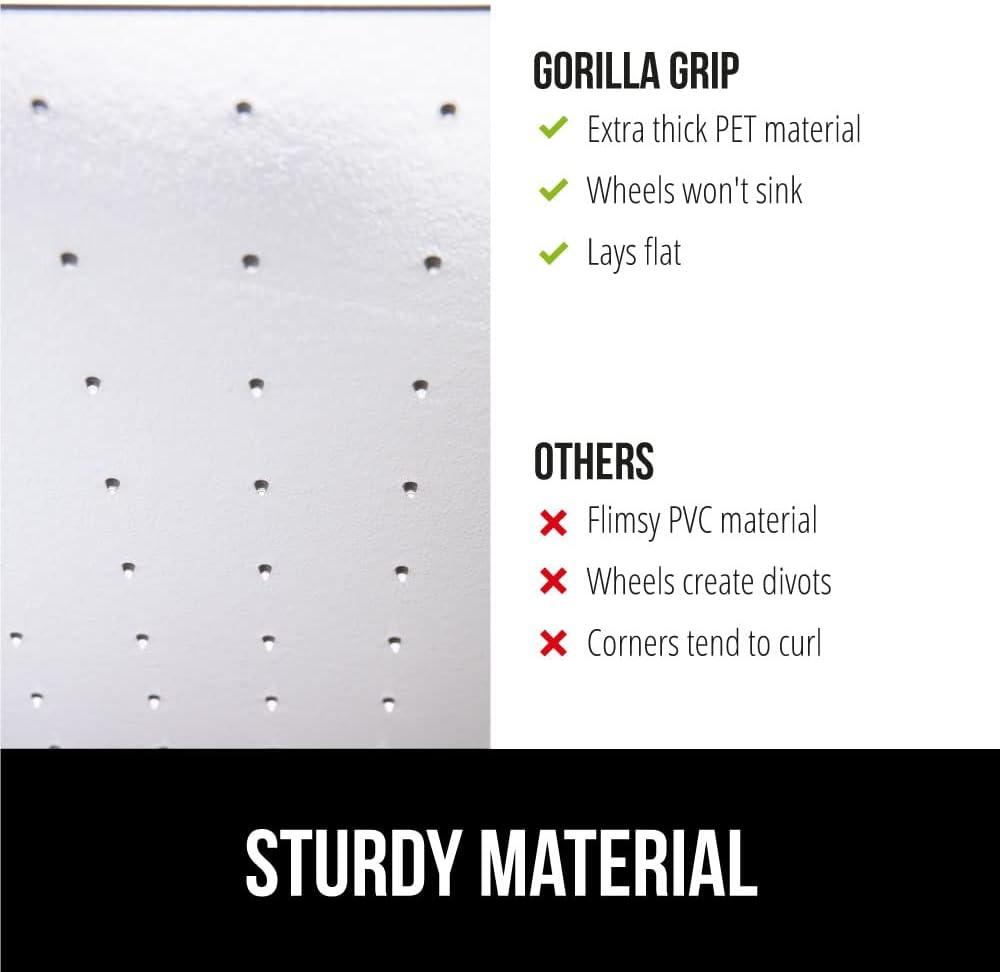imageGORILLA GRIP Slip Resistant Clear Office Chair Mat for Carpet Floors Smooth Rolling Glide Under Desk Heavy Duty Plastic Computer Mats and Carpeted Floor Protector Work and Gaming Chairs 29x47 LipCarpet