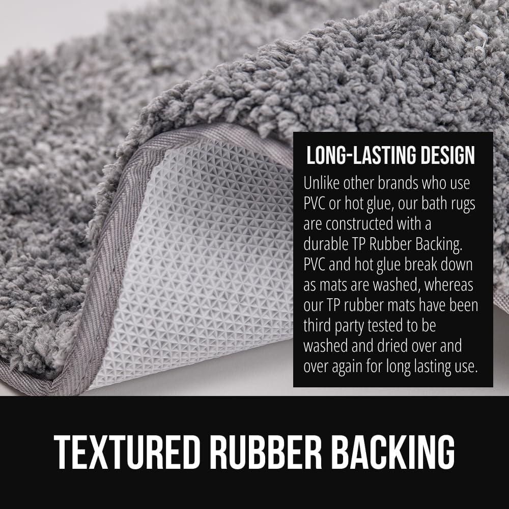 imageGORILLA GRIP Soft Plush Bathroom Rugs with Textured Rubber Backing Absorbent Quick Dry Bath Mat Machine Washable Shower Mats Home Dcor Accessories Bathmat Rug Floor Essentials 30 x 18 GreyGray Ombre