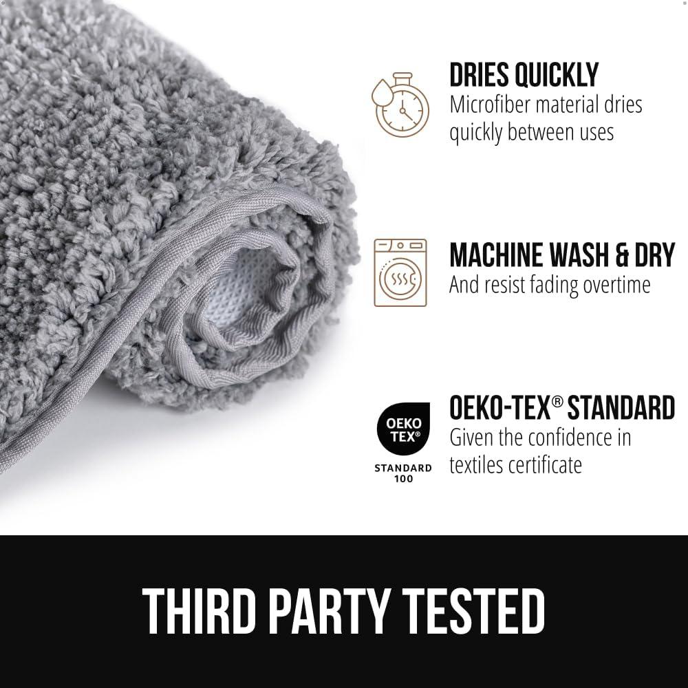 imageGORILLA GRIP Soft Plush Bathroom Rugs with Textured Rubber Backing Absorbent Quick Dry Bath Mat Machine Washable Shower Mats Home Dcor Accessories Bathmat Rug Floor Essentials 30 x 18 GreyNavy Ombre