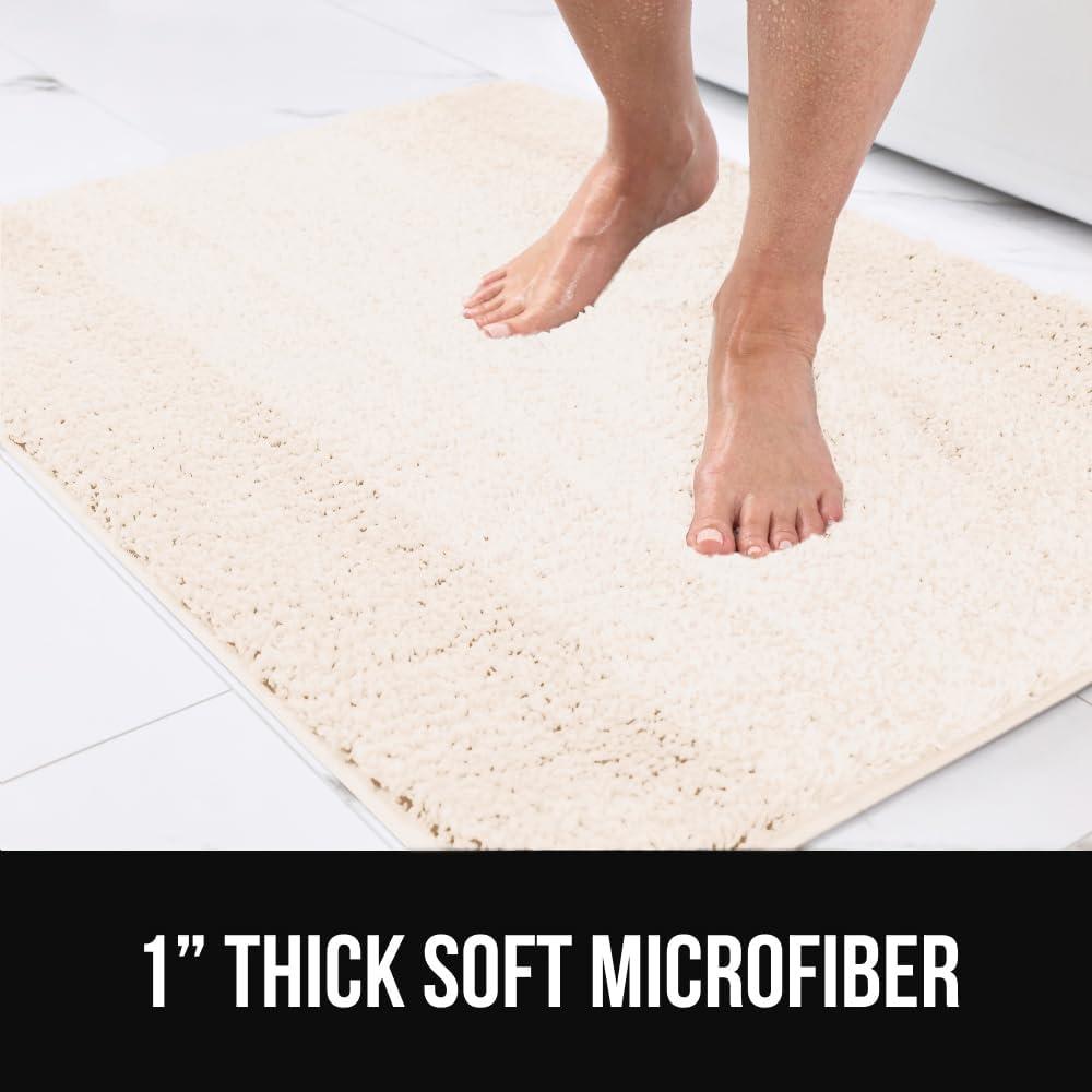imageGORILLA GRIP Soft Plush Bathroom Rugs with Textured Rubber Backing Absorbent Quick Dry Bath Mat Machine Washable Shower Mats Home Dcor Accessories Bathmat Rug Floor Essentials 30 x 18 GreyIvory Ombre