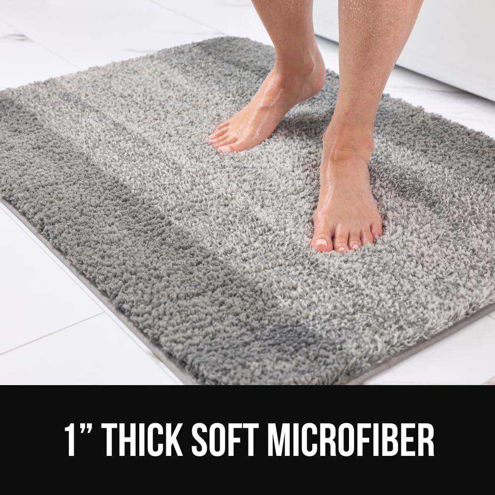 imageGORILLA GRIP Soft Plush Bathroom Rugs with Textured Rubber Backing Absorbent Quick Dry Bath Mat Machine Washable Shower Mats Home Dcor Accessories Bathmat Rug Floor Essentials 30 x 18 GreyGray Ombre