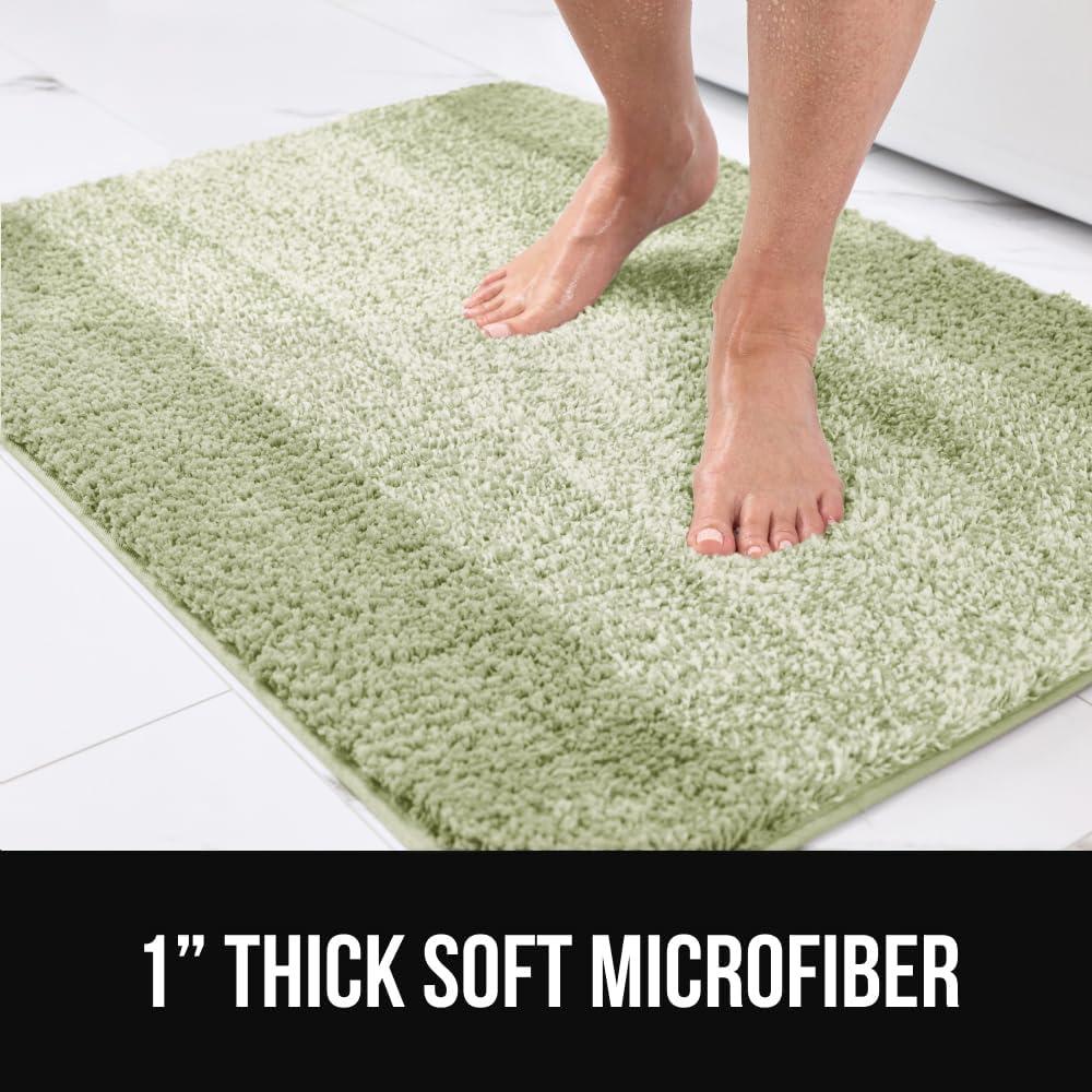 imageGORILLA GRIP Soft Plush Bathroom Rugs with Textured Rubber Backing Absorbent Quick Dry Bath Mat Machine Washable Shower Mats Home Dcor Accessories Bathmat Rug Floor Essentials 30 x 18 GreySage Ombre