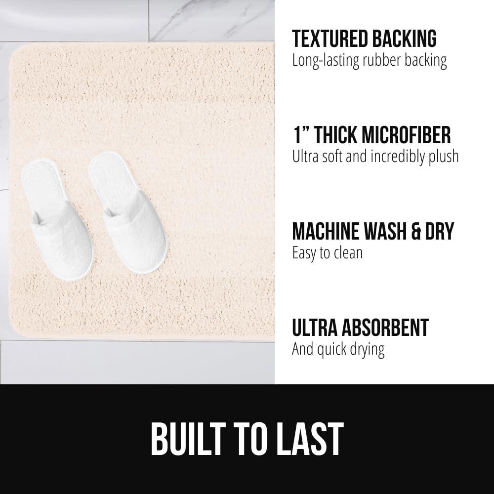 imageGORILLA GRIP Soft Plush Bathroom Rugs with Textured Rubber Backing Absorbent Quick Dry Bath Mat Machine Washable Shower Mats Home Dcor Accessories Bathmat Rug Floor Essentials 30 x 18 GreyIvory Ombre