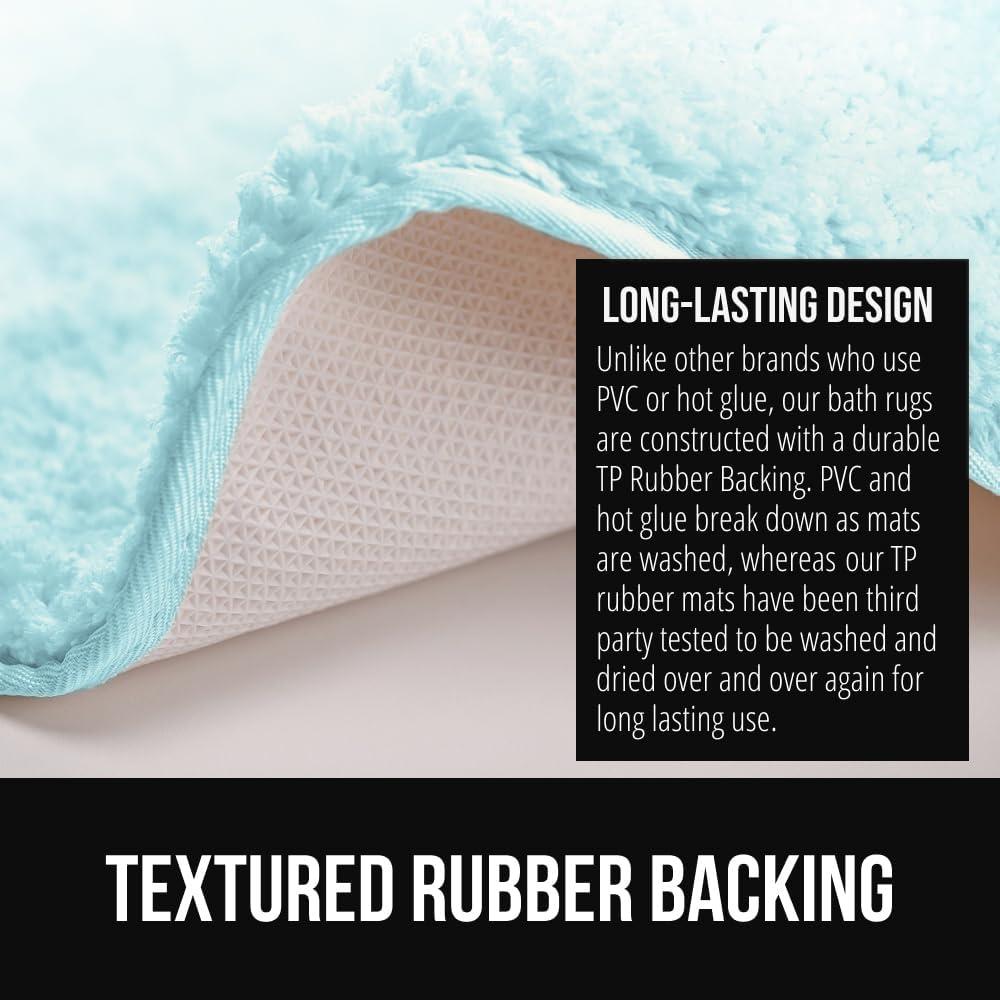 imageGORILLA GRIP Soft Plush Bathroom Rugs with Textured Rubber Backing Absorbent Quick Dry Bath Mat Machine Washable Shower Mats Home Dcor Accessories Bathmat Rug Floor Essentials 30 x 18 GreyLight Blue Ombre