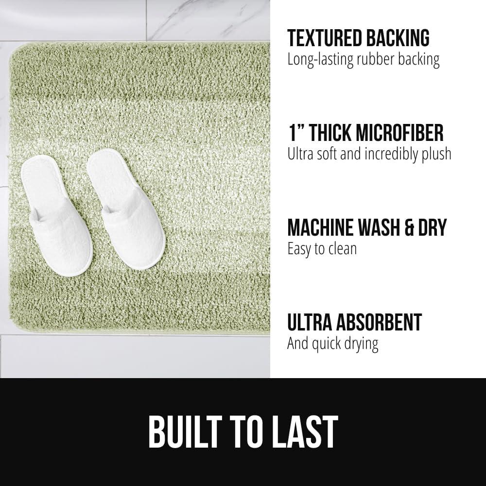 imageGORILLA GRIP Soft Plush Bathroom Rugs with Textured Rubber Backing Absorbent Quick Dry Bath Mat Machine Washable Shower Mats Home Dcor Accessories Bathmat Rug Floor Essentials 30 x 18 GreySage Ombre