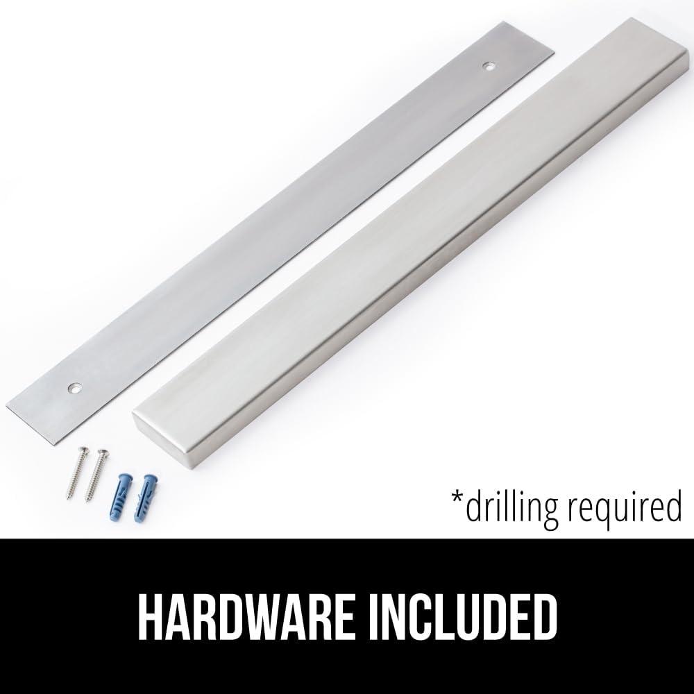 imageGORILLA GRIP Stainless Steel Magnetic Knife Holder for Wall 16 in Magnet Bar for Knives Tools Supplies Heavy Duty Metal Strip Holds Up to 6 lb Kitchen Organizer NonAdhesive Drilling RequiredSilver