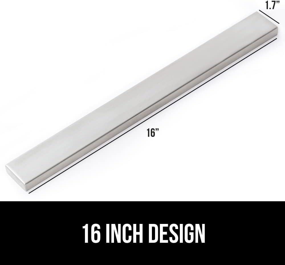 imageGORILLA GRIP Stainless Steel Magnetic Knife Holder for Wall 16 in Magnet Bar for Knives Tools Supplies Heavy Duty Metal Strip Holds Up to 6 lb Kitchen Organizer NonAdhesive Drilling RequiredSilver