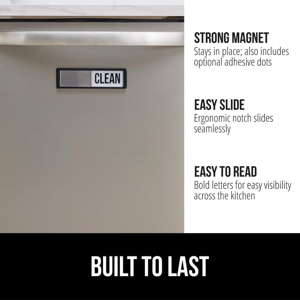 imageGORILLA GRIP Strong Dishwasher Magnet Clean Dirty Sign Large Letters for Easy Read Optional Adhesive Sticker for NonMagnet Surfaces NonScratch Sliding Dish Washer Magnets Kitchen Decor BlackBlack
