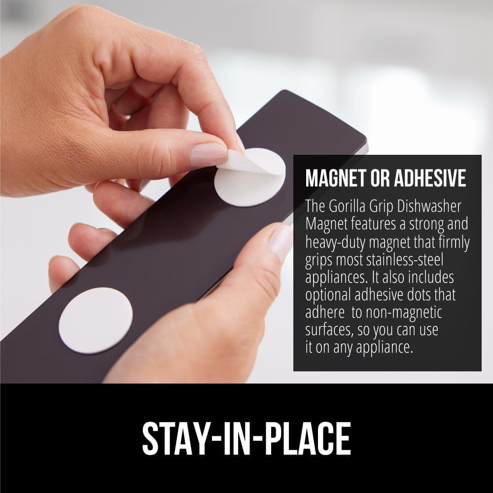 imageGORILLA GRIP Strong Dishwasher Magnet Clean Dirty Sign Large Letters for Easy Read Optional Adhesive Sticker for NonMagnet Surfaces NonScratch Sliding Dish Washer Magnets Kitchen Decor BlackSilver