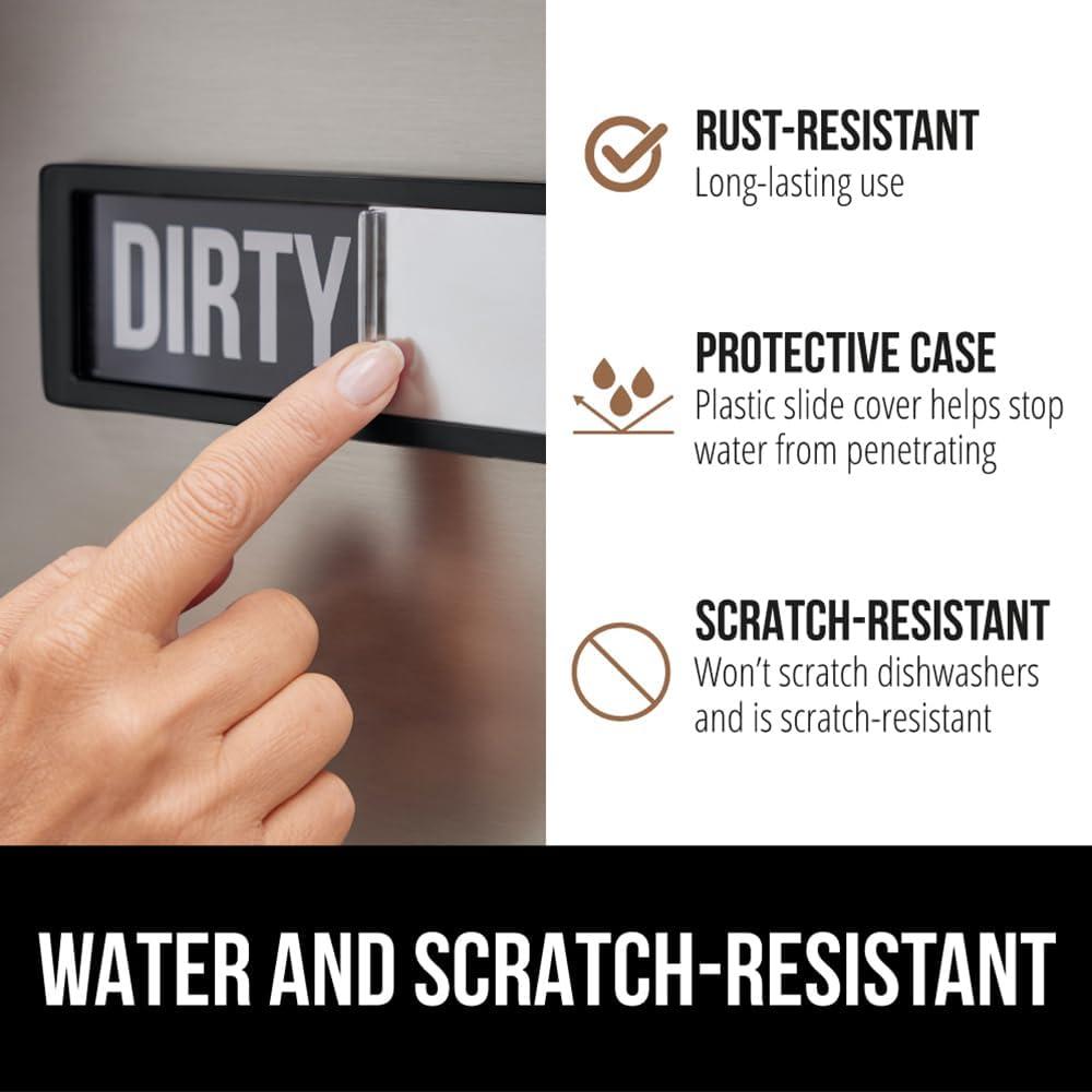 imageGORILLA GRIP Strong Dishwasher Magnet Clean Dirty Sign Large Letters for Easy Read Optional Adhesive Sticker for NonMagnet Surfaces NonScratch Sliding Dish Washer Magnets Kitchen Decor BlackBlack