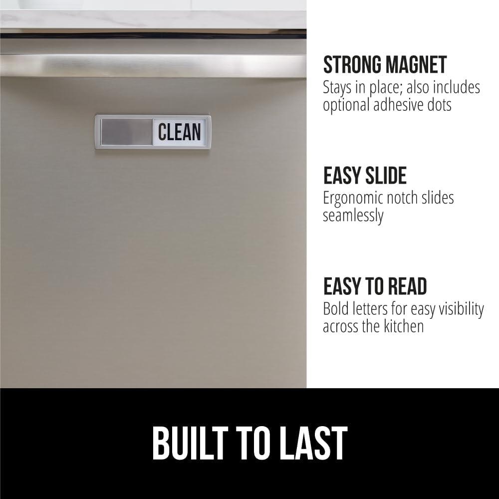 imageGORILLA GRIP Strong Dishwasher Magnet Clean Dirty Sign Large Letters for Easy Read Optional Adhesive Sticker for NonMagnet Surfaces NonScratch Sliding Dish Washer Magnets Kitchen Decor BlackSilver