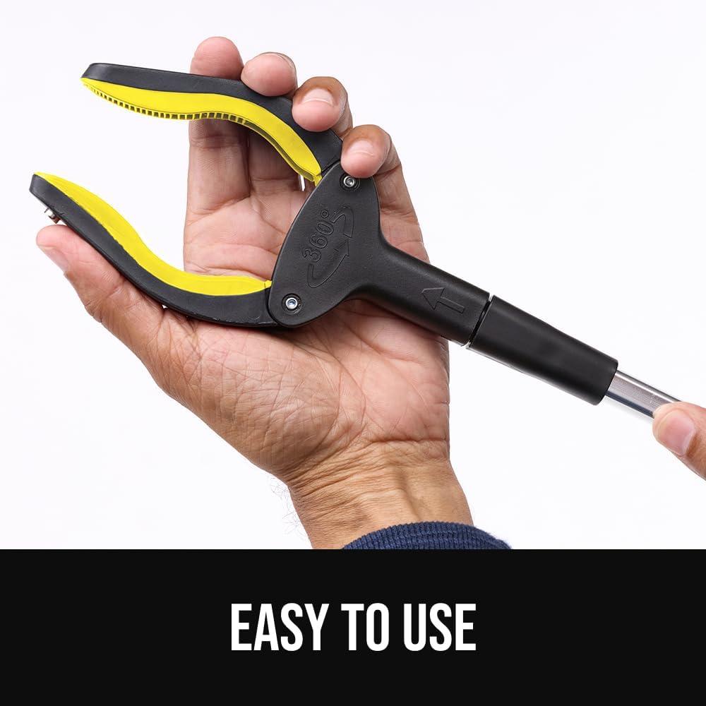 imageGORILLA GRIP Strong Rubber Lined Claw Grabber Ergonomic AntiSlip Reacher Tool for Seniors 360 Magnetic Rotating Head Reaching Pick Up Stick Foldable Trash Picker Handicap Gripper YellowYellow
