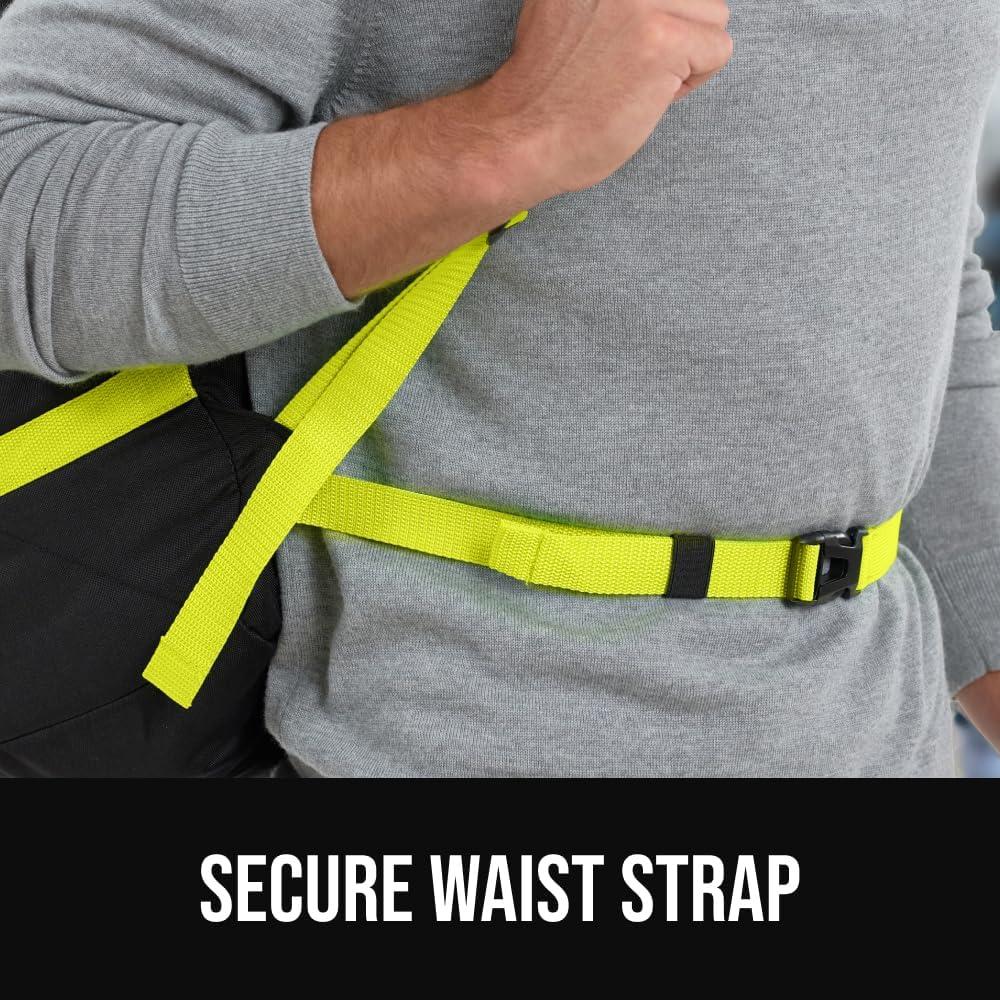 imageGORILLA GRIP Tear and Water Resistant Padded Car Seat Travel Bag for Airplane and Airport Universal Fit Baby Carseat Bags Holds Up to 50lbs Handle amp Shoulder Straps Air Gate Check Carrier GreenYellow