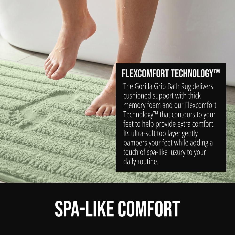 imageGORILLA GRIP Textured Backing Bathroom Rugs Soft Memory Foam Absorbent Striped Bath Mats Machine Washable amp Fade Resistant Bathmat Accessories for Floor Home Decor Shower Essentials Grey 24x16Sage