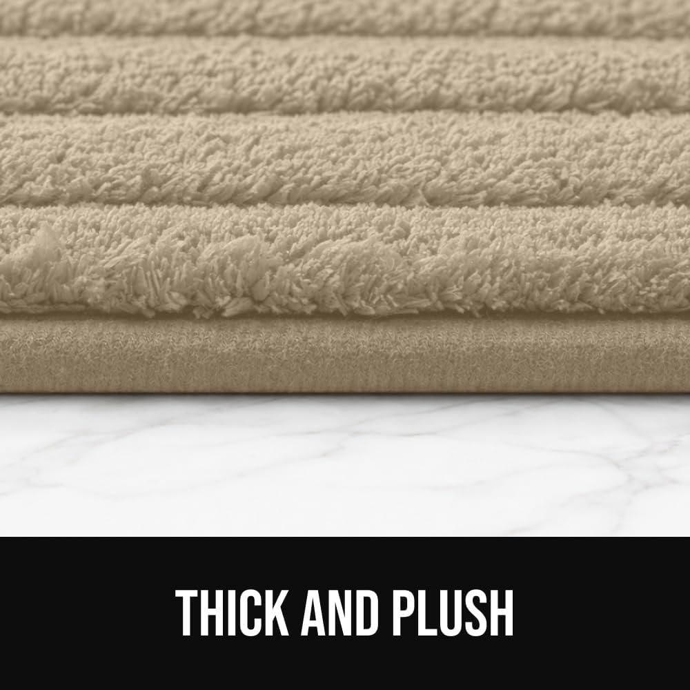 imageGORILLA GRIP Textured Backing Bathroom Rugs Soft Memory Foam Absorbent Striped Bath Mats Machine Washable amp Fade Resistant Bathmat Accessories for Floor Home Decor Shower Essentials Grey 24x16Beige