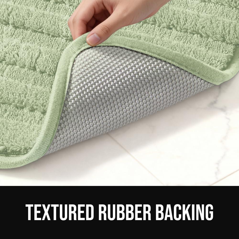 imageGORILLA GRIP Textured Backing Bathroom Rugs Soft Memory Foam Absorbent Striped Bath Mats Machine Washable amp Fade Resistant Bathmat Accessories for Floor Home Decor Shower Essentials Grey 24x16Sage