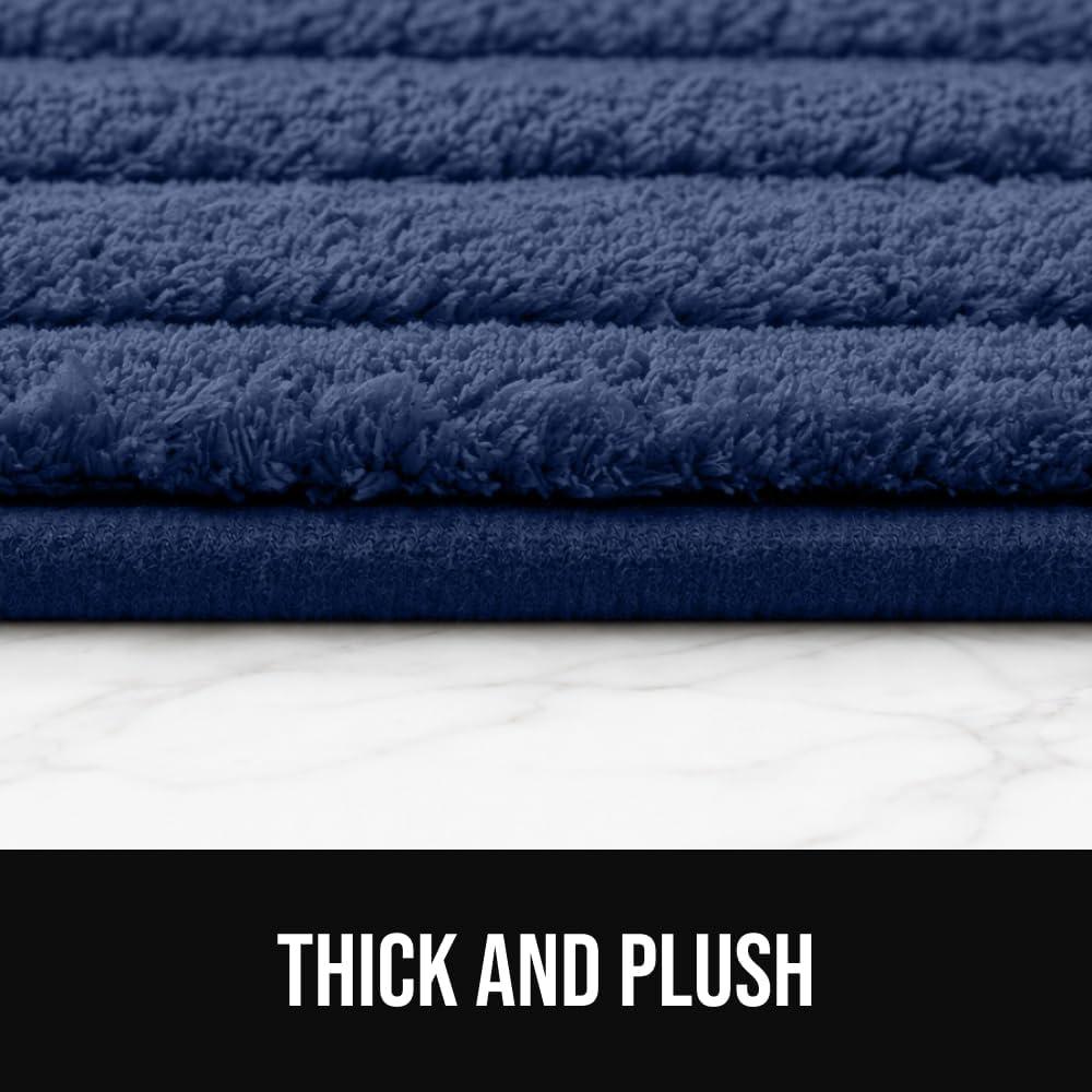imageGORILLA GRIP Textured Backing Bathroom Rugs Soft Memory Foam Absorbent Striped Bath Mats Machine Washable amp Fade Resistant Bathmat Accessories for Floor Home Decor Shower Essentials Grey 24x16Navy