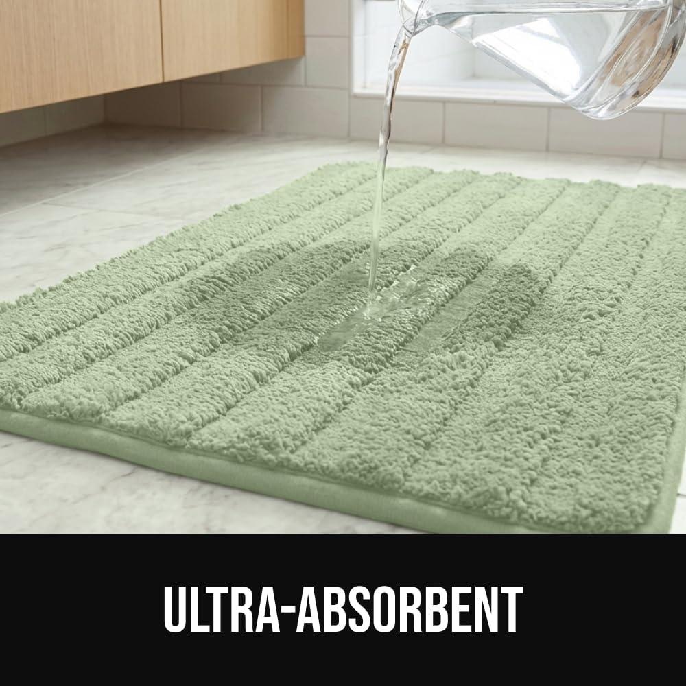 imageGORILLA GRIP Textured Backing Bathroom Rugs Soft Memory Foam Absorbent Striped Bath Mats Machine Washable amp Fade Resistant Bathmat Accessories for Floor Home Decor Shower Essentials Grey 24x16Sage