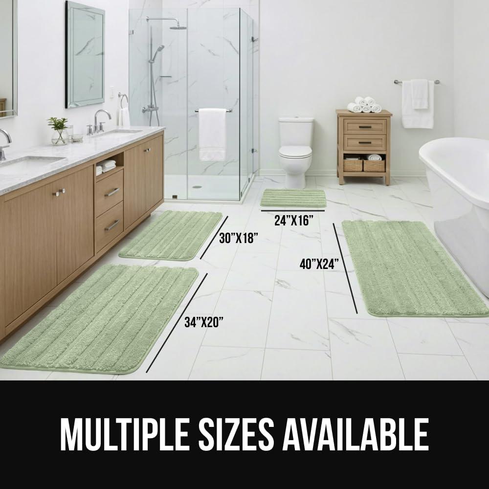 imageGORILLA GRIP Textured Backing Bathroom Rugs Soft Memory Foam Absorbent Striped Bath Mats Machine Washable amp Fade Resistant Bathmat Accessories for Floor Home Decor Shower Essentials Grey 24x16Sage