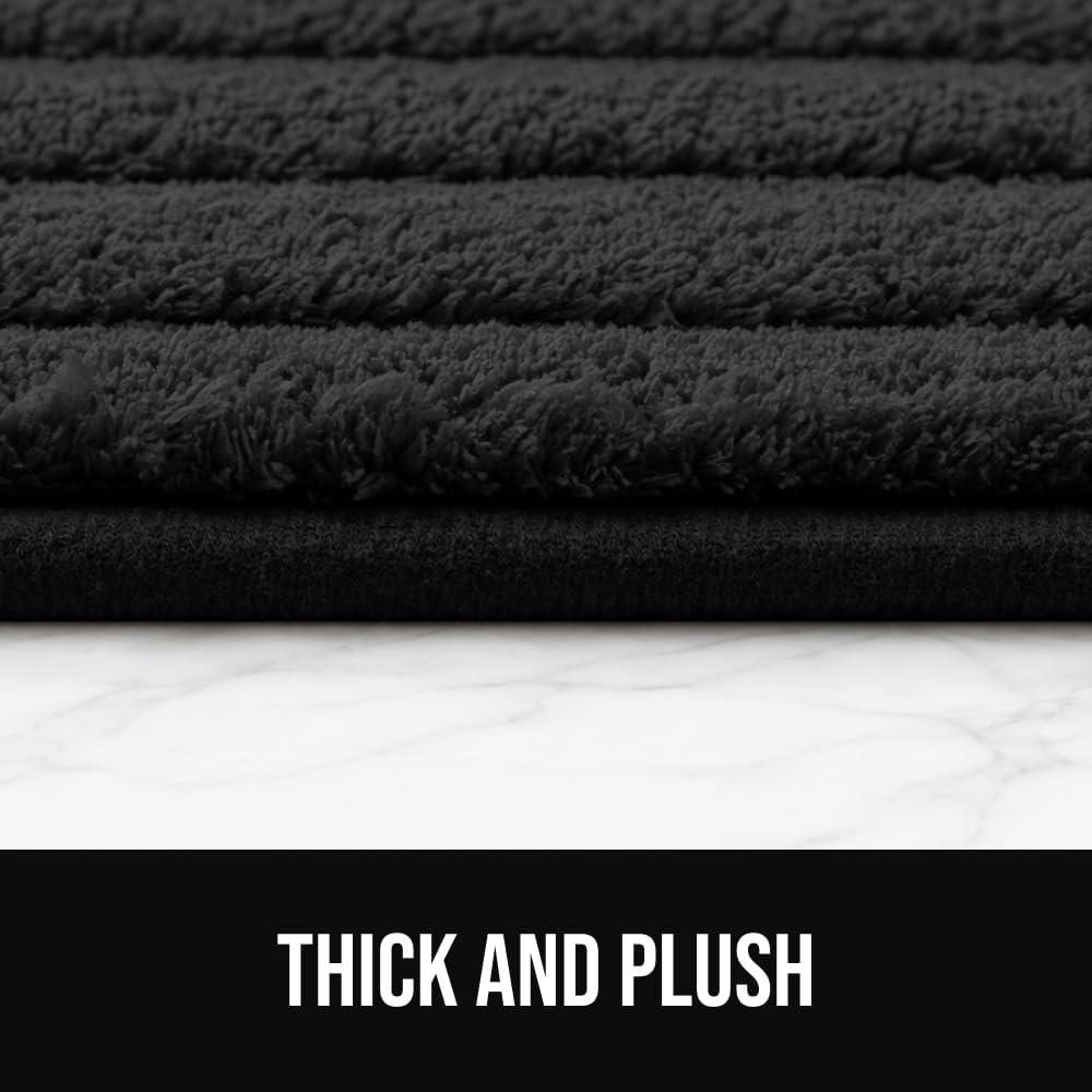 imageGORILLA GRIP Textured Backing Bathroom Rugs Soft Memory Foam Absorbent Striped Bath Mats Machine Washable amp Fade Resistant Bathmat Accessories for Floor Home Decor Shower Essentials Grey 24x16Black