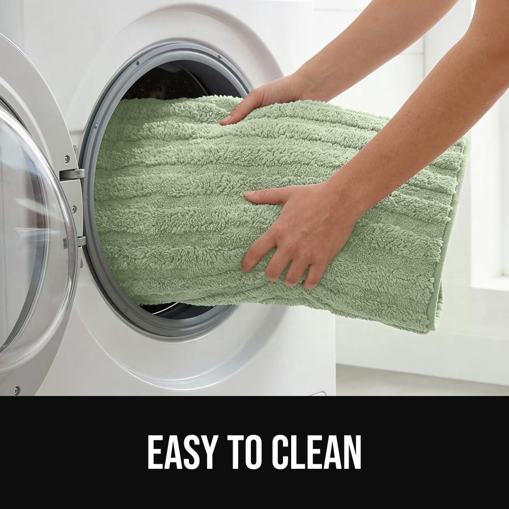 imageGORILLA GRIP Textured Backing Bathroom Rugs Soft Memory Foam Absorbent Striped Bath Mats Machine Washable amp Fade Resistant Bathmat Accessories for Floor Home Decor Shower Essentials Grey 24x16Sage