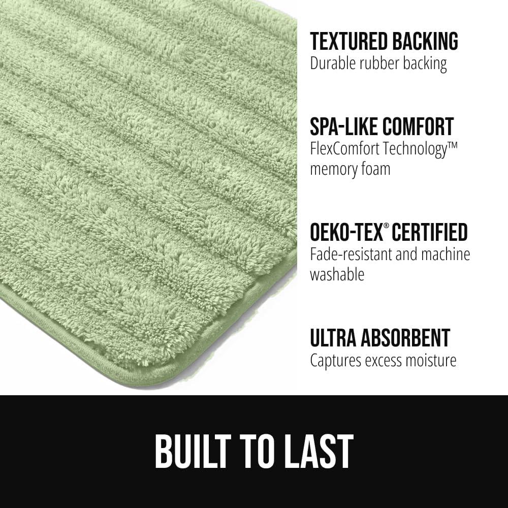 imageGORILLA GRIP Textured Backing Bathroom Rugs Soft Memory Foam Absorbent Striped Bath Mats Machine Washable amp Fade Resistant Bathmat Accessories for Floor Home Decor Shower Essentials Grey 24x16Sage