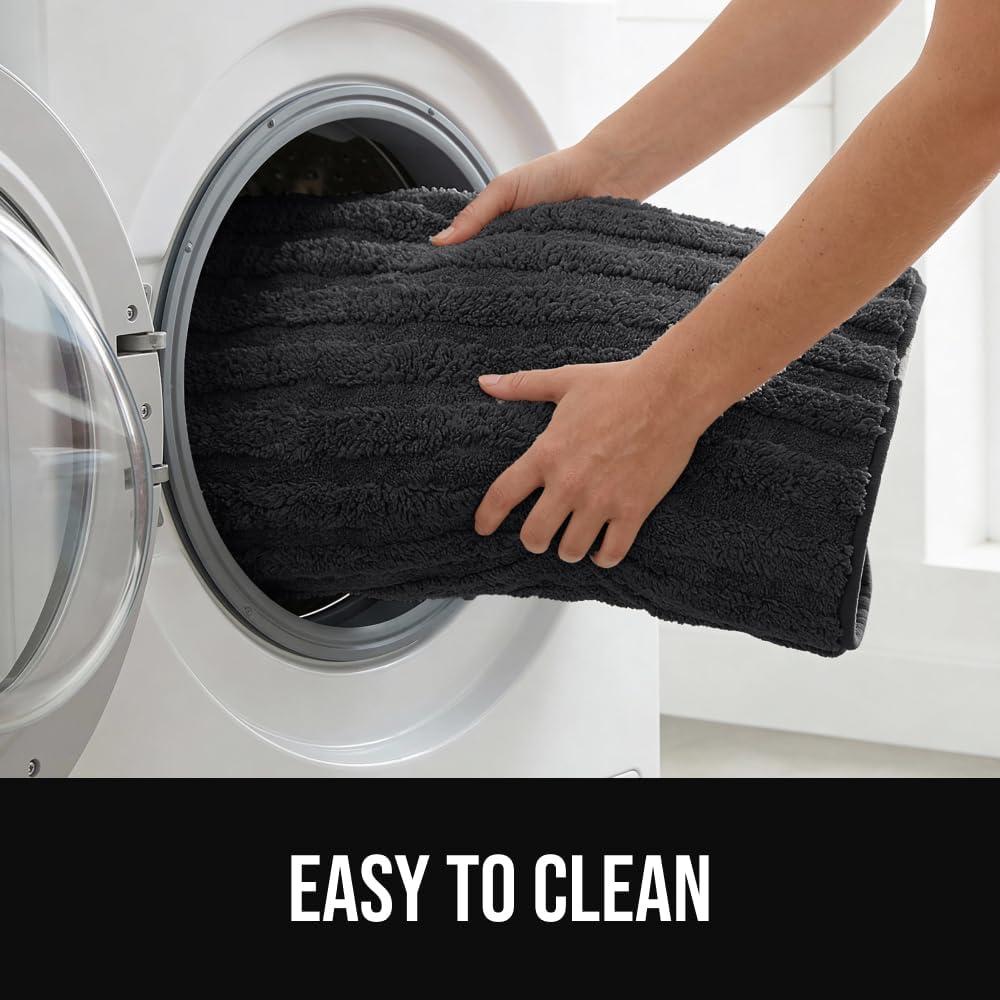 imageGORILLA GRIP Textured Backing Bathroom Rugs Soft Memory Foam Absorbent Striped Bath Mats Machine Washable amp Fade Resistant Bathmat Accessories for Floor Home Decor Shower Essentials Grey 24x16Black