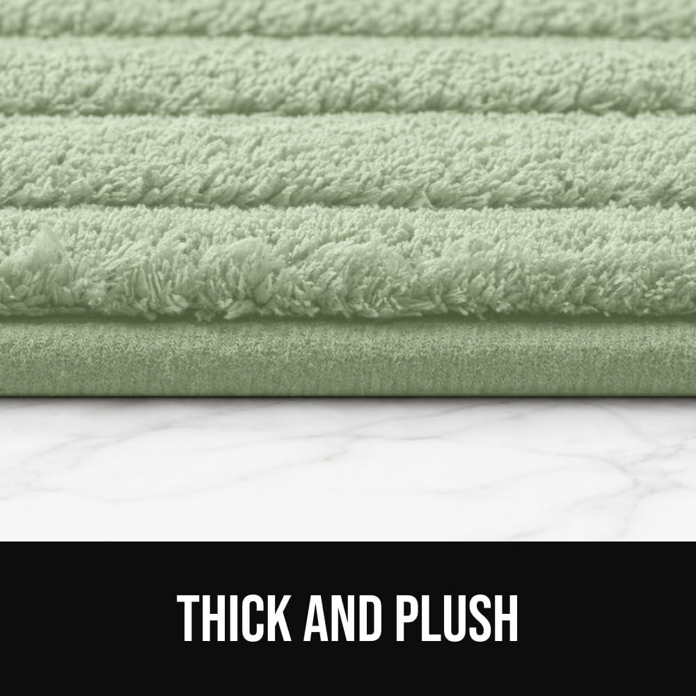 imageGORILLA GRIP Textured Backing Bathroom Rugs Soft Memory Foam Absorbent Striped Bath Mats Machine Washable amp Fade Resistant Bathmat Accessories for Floor Home Decor Shower Essentials Grey 24x16Sage