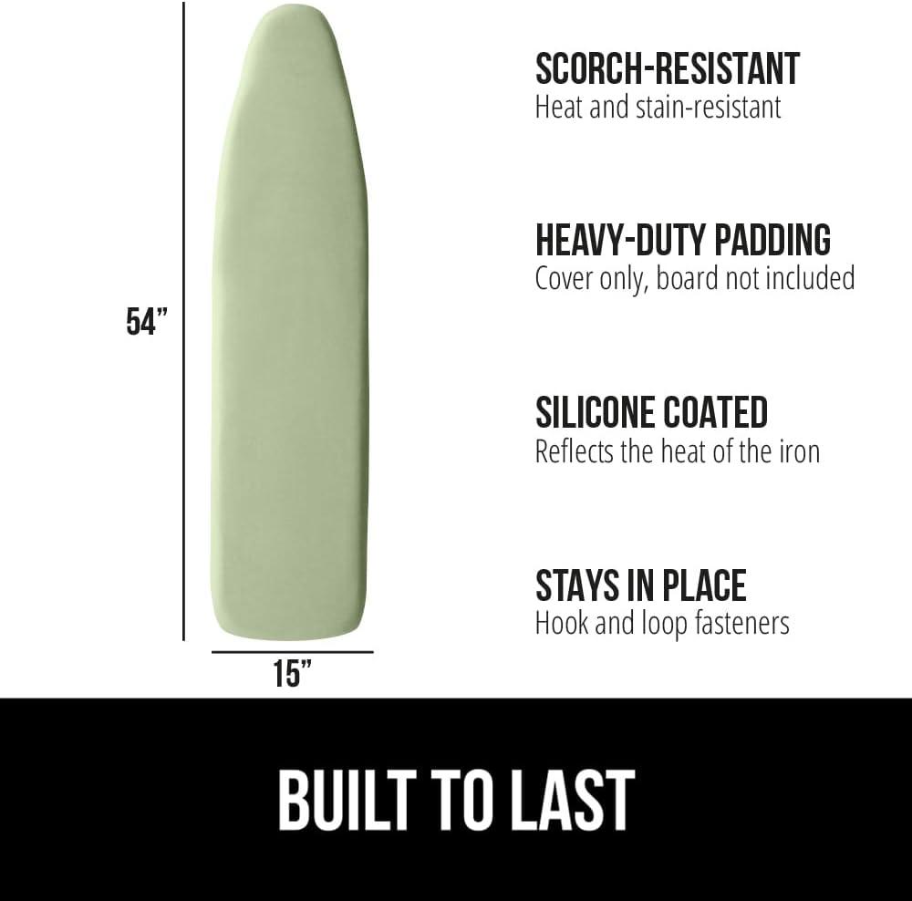 imageGORILLA GRIP The Original Ironing Board Cover and Pad Silicone Coating Thick Scorch Resistant Padding Heavy Duty Iron Covers Standard Boards Hook and Loop Fastener Strap Silver 15x54Sage