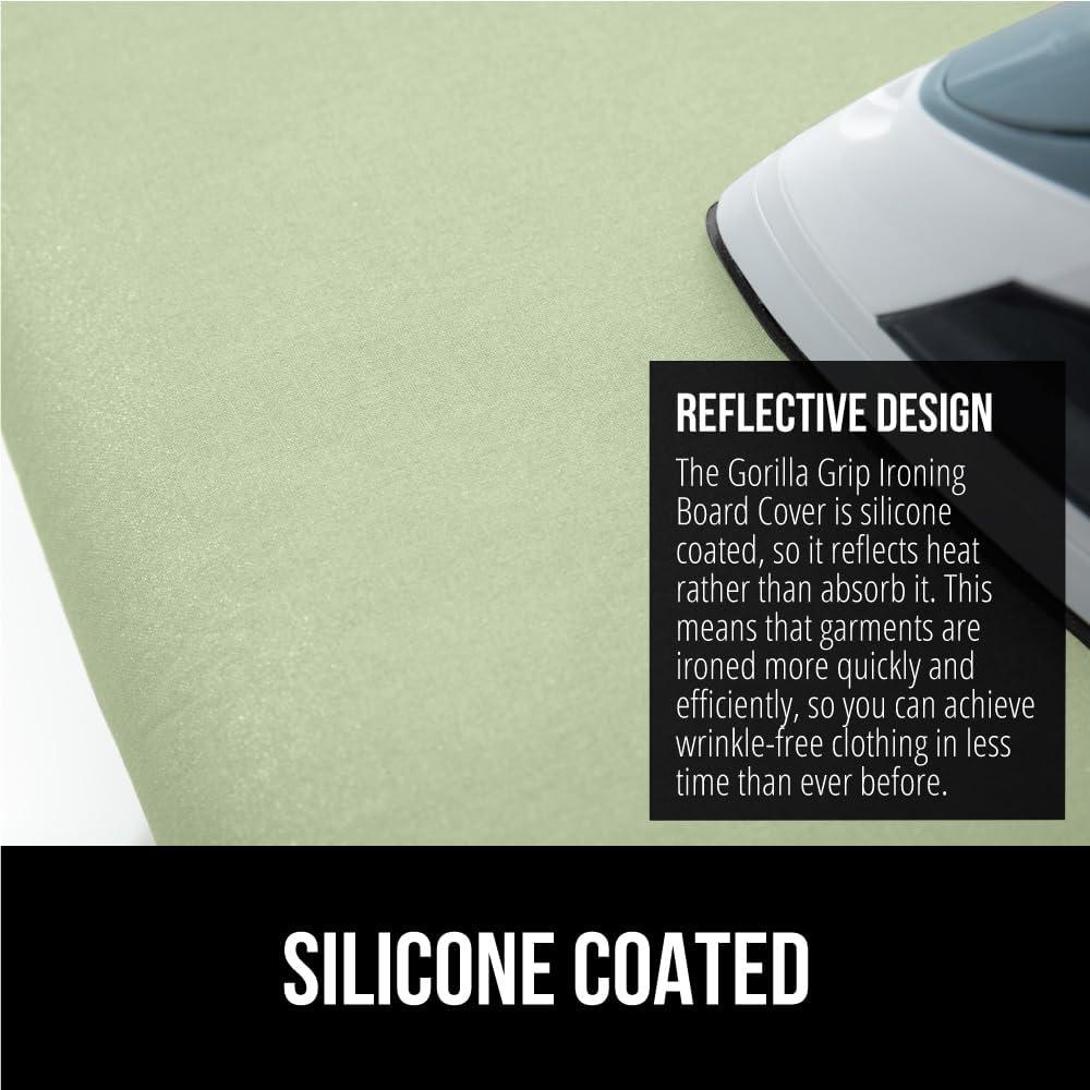 imageGORILLA GRIP The Original Ironing Board Cover and Pad Silicone Coating Thick Scorch Resistant Padding Heavy Duty Iron Covers Standard Boards Hook and Loop Fastener Strap Silver 15x54Sage