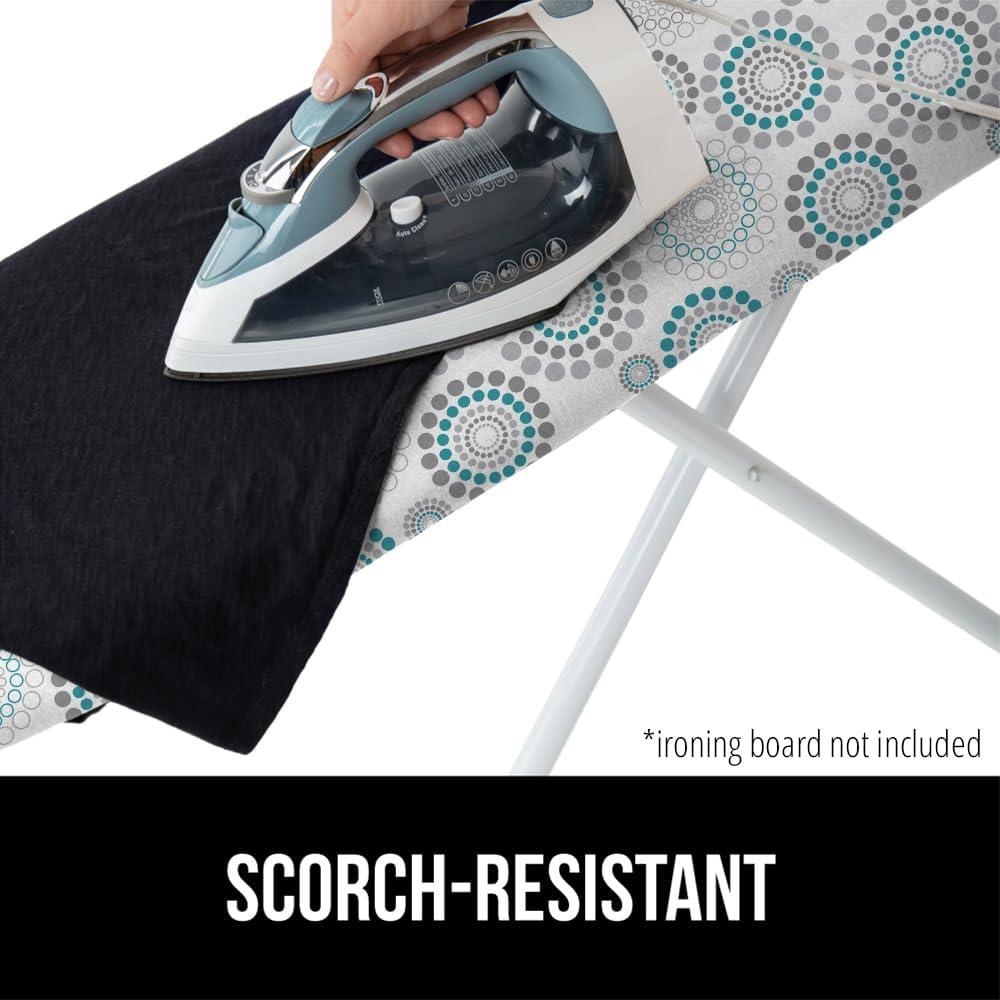 imageGORILLA GRIP The Original Ironing Board Cover and Pad Silicone Coating Thick Scorch Resistant Padding Heavy Duty Iron Covers Standard Boards Hook and Loop Fastener Strap Silver 15x54Spiral GrayWhiteTurquoise