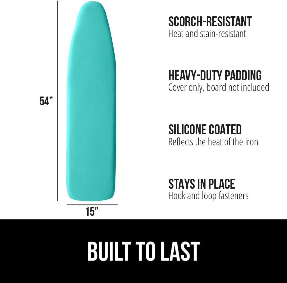imageGORILLA GRIP The Original Ironing Board Cover and Pad Silicone Coating Thick Scorch Resistant Padding Heavy Duty Iron Covers Standard Boards Hook and Loop Fastener Strap Silver 15x54Turquoise