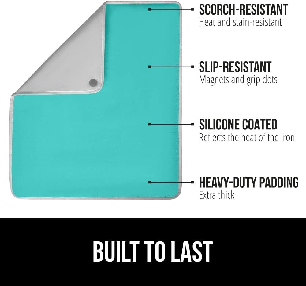 imageGORILLA GRIP The Original Ironing Board Cover and Pad Silicone Coating Thick Scorch Resistant Padding Heavy Duty Iron Covers Standard Boards Hook and Loop Fastener Strap Silver 15x54Turquoise