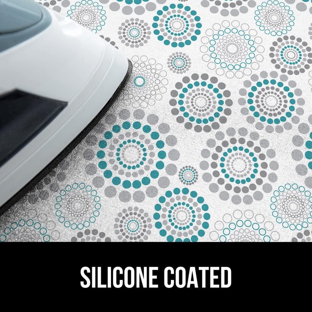 imageGORILLA GRIP The Original Ironing Board Cover and Pad Silicone Coating Thick Scorch Resistant Padding Heavy Duty Iron Covers Standard Boards Hook and Loop Fastener Strap Silver 15x54Spiral GrayWhiteTurquoise