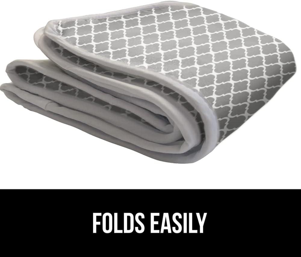 imageGORILLA GRIP The Original Ironing Board Cover and Pad Silicone Coating Thick Scorch Resistant Padding Heavy Duty Iron Covers Standard Boards Hook and Loop Fastener Strap Silver 15x54Quatrefoil GrayWhite