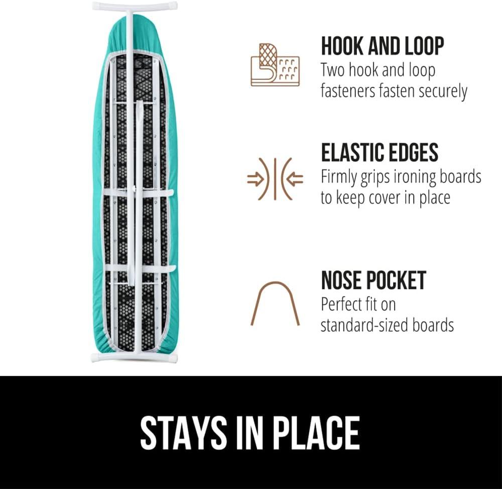 imageGORILLA GRIP The Original Ironing Board Cover and Pad Silicone Coating Thick Scorch Resistant Padding Heavy Duty Iron Covers Standard Boards Hook and Loop Fastener Strap Silver 15x54Turquoise