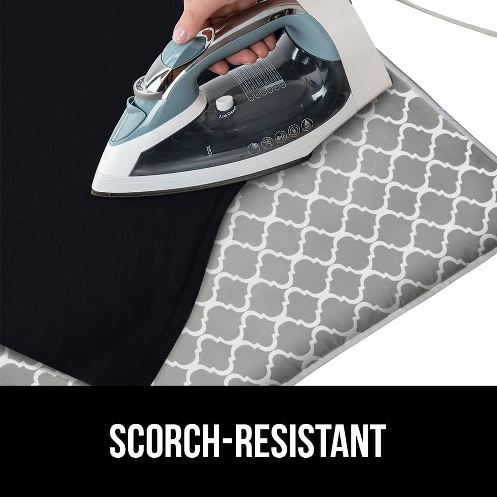 imageGORILLA GRIP The Original Ironing Board Cover and Pad Silicone Coating Thick Scorch Resistant Padding Heavy Duty Iron Covers Standard Boards Hook and Loop Fastener Strap Silver 15x54Quatrefoil GrayWhite
