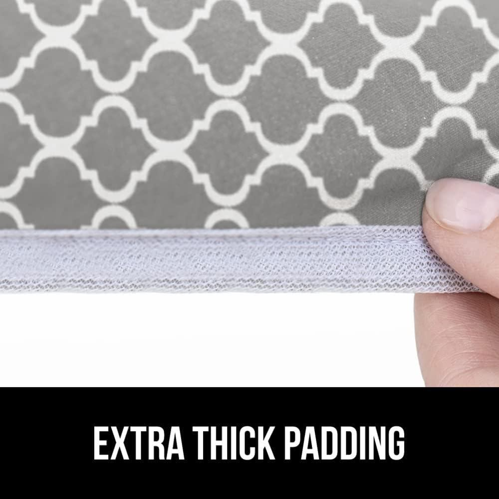 imageGORILLA GRIP The Original Ironing Board Cover and Pad Silicone Coating Thick Scorch Resistant Padding Heavy Duty Iron Covers Standard Boards Hook and Loop Fastener Strap Silver 15x54Quatrefoil GrayWhite