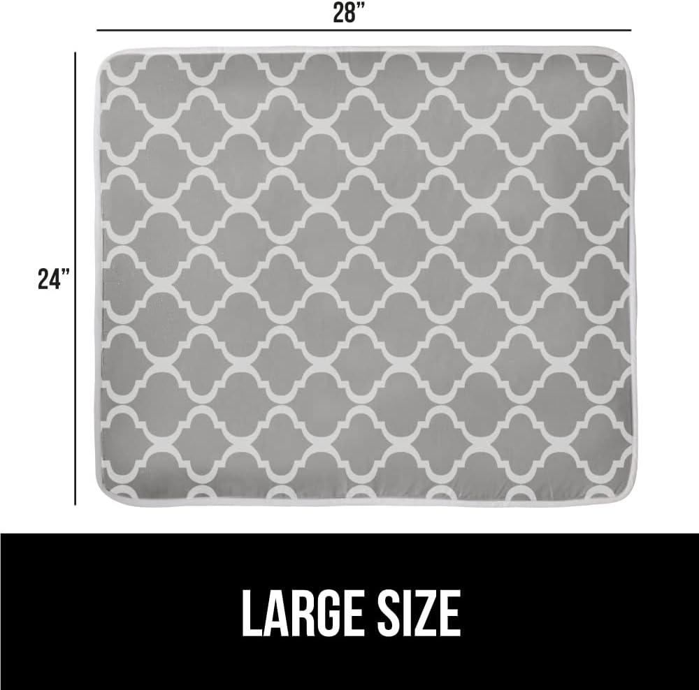 imageGORILLA GRIP The Original Ironing Board Cover and Pad Silicone Coating Thick Scorch Resistant Padding Heavy Duty Iron Covers Standard Boards Hook and Loop Fastener Strap Silver 15x54Quatrefoil GrayWhite
