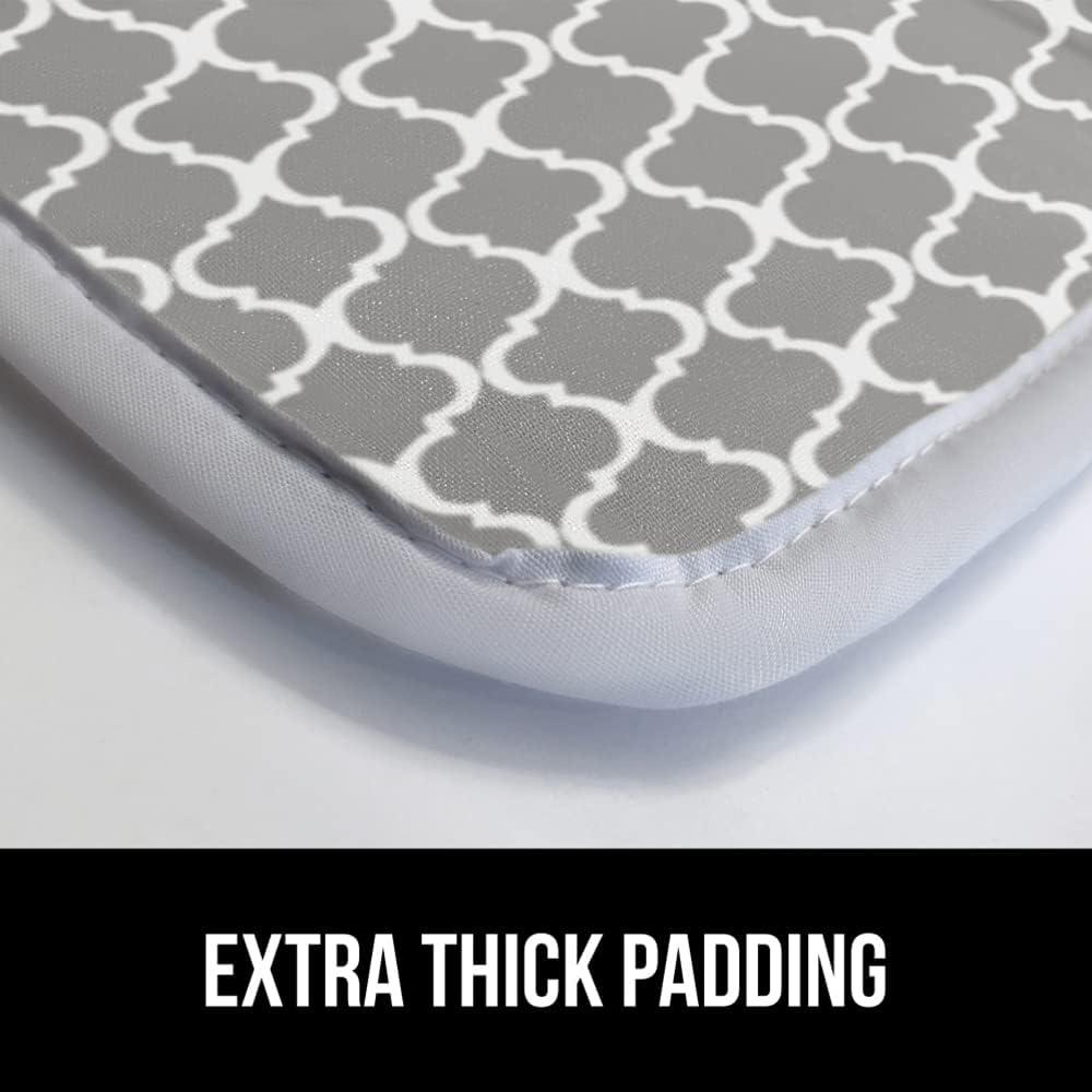 imageGORILLA GRIP The Original Ironing Board Cover and Pad Silicone Coating Thick Scorch Resistant Padding Heavy Duty Iron Covers Standard Boards Hook and Loop Fastener Strap Silver 15x54Quatrefoil GrayWhite