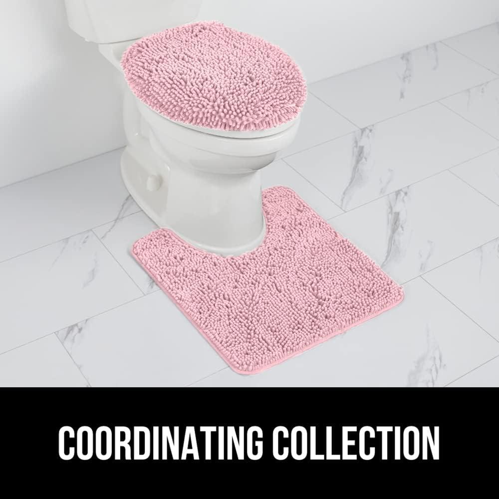 imageGORILLA GRIP Thick Memory Foam Bathroom Toilet Lid Seat Cover Soft Velvet Topside Machine Wash Plush Cushioned Covers Fits Most Size Lids Decorative Bath Room Accessories 195x185 GreyLight Pink