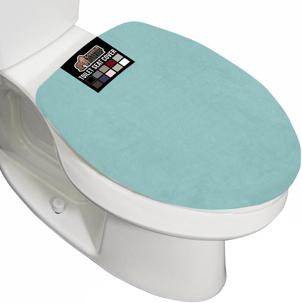 imageGORILLA GRIP Thick Memory Foam Bathroom Toilet Lid Seat Cover Soft Velvet Topside Machine Wash Plush Cushioned Covers Fits Most Size Lids Decorative Bath Room Accessories 195x185 GreySea Blue