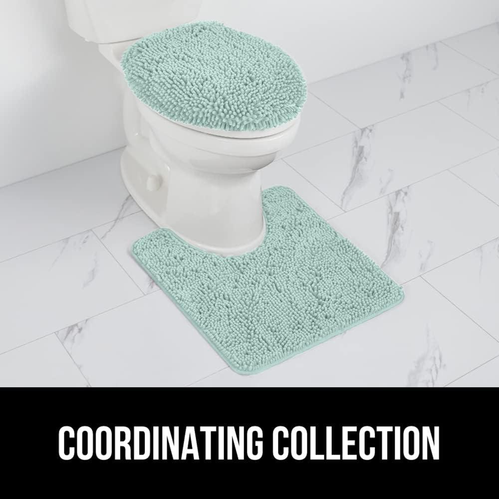 imageGORILLA GRIP Thick Memory Foam Bathroom Toilet Lid Seat Cover Soft Velvet Topside Machine Wash Plush Cushioned Covers Fits Most Size Lids Decorative Bath Room Accessories 195x185 GreySea Blue