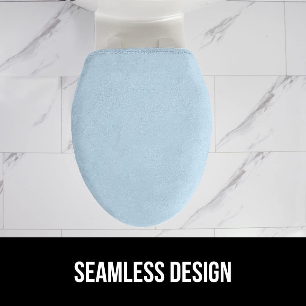 imageGORILLA GRIP Thick Memory Foam Bathroom Toilet Lid Seat Cover Soft Velvet Topside Machine Wash Plush Cushioned Covers Fits Most Size Lids Decorative Bath Room Accessories 195x185 GreyLight Blue