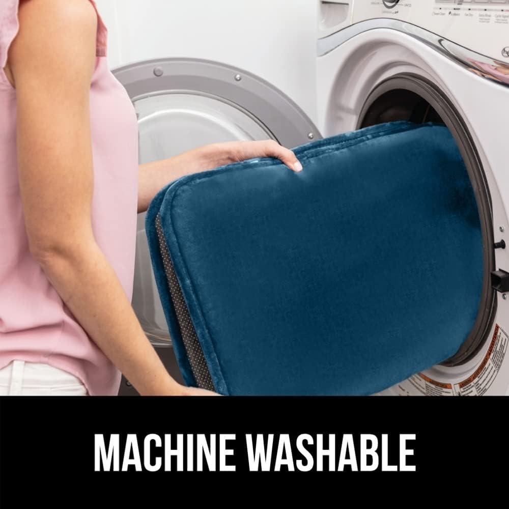 imageGORILLA GRIP Thick Memory Foam Bathroom Toilet Lid Seat Cover Soft Velvet Topside Machine Wash Plush Cushioned Covers Fits Most Size Lids Decorative Bath Room Accessories 195x185 GreyBlue