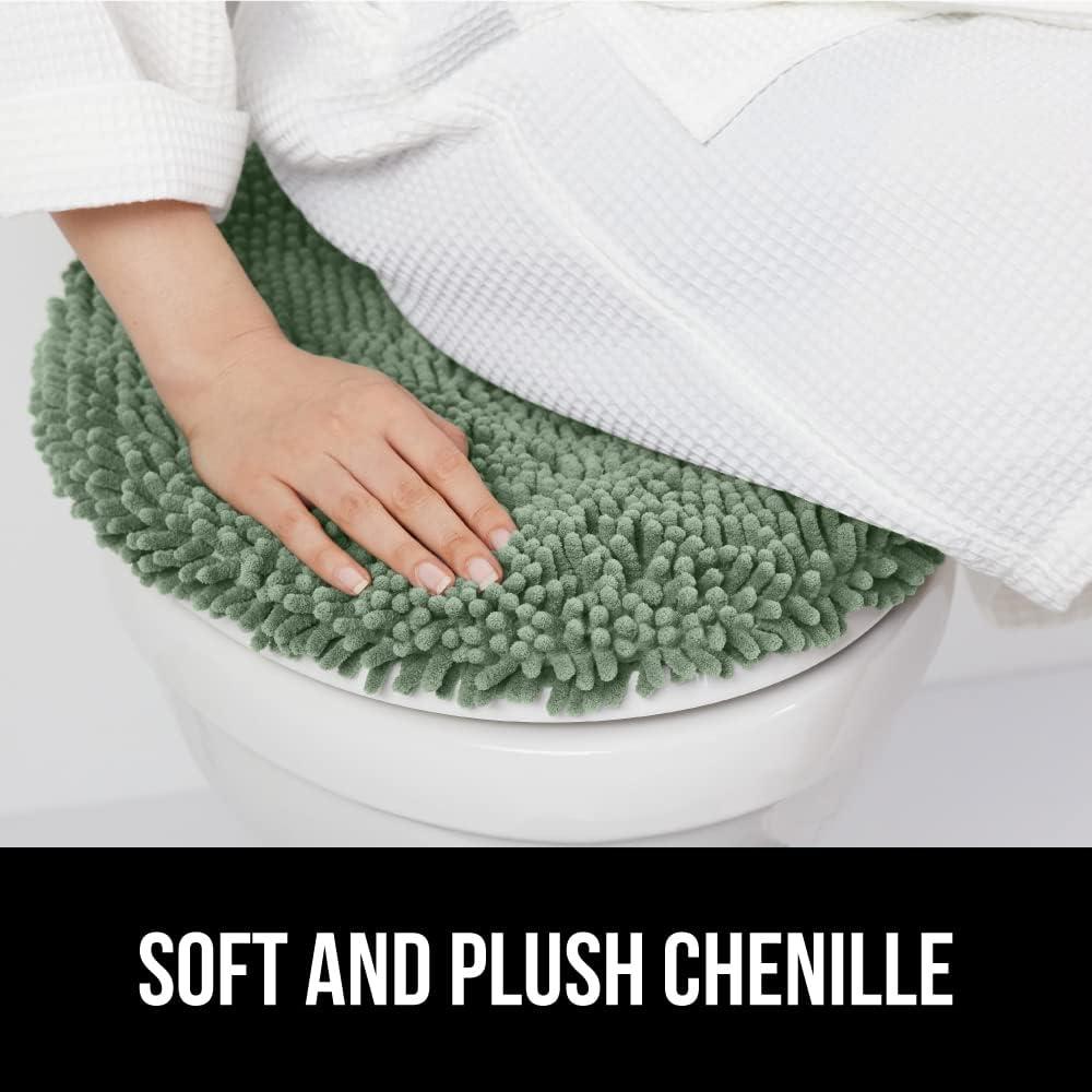 imageGORILLA GRIP Thick Memory Foam Bathroom Toilet Lid Seat Cover Soft Velvet Topside Machine Wash Plush Cushioned Covers Fits Most Size Lids Decorative Bath Room Accessories 195x185 GreySage