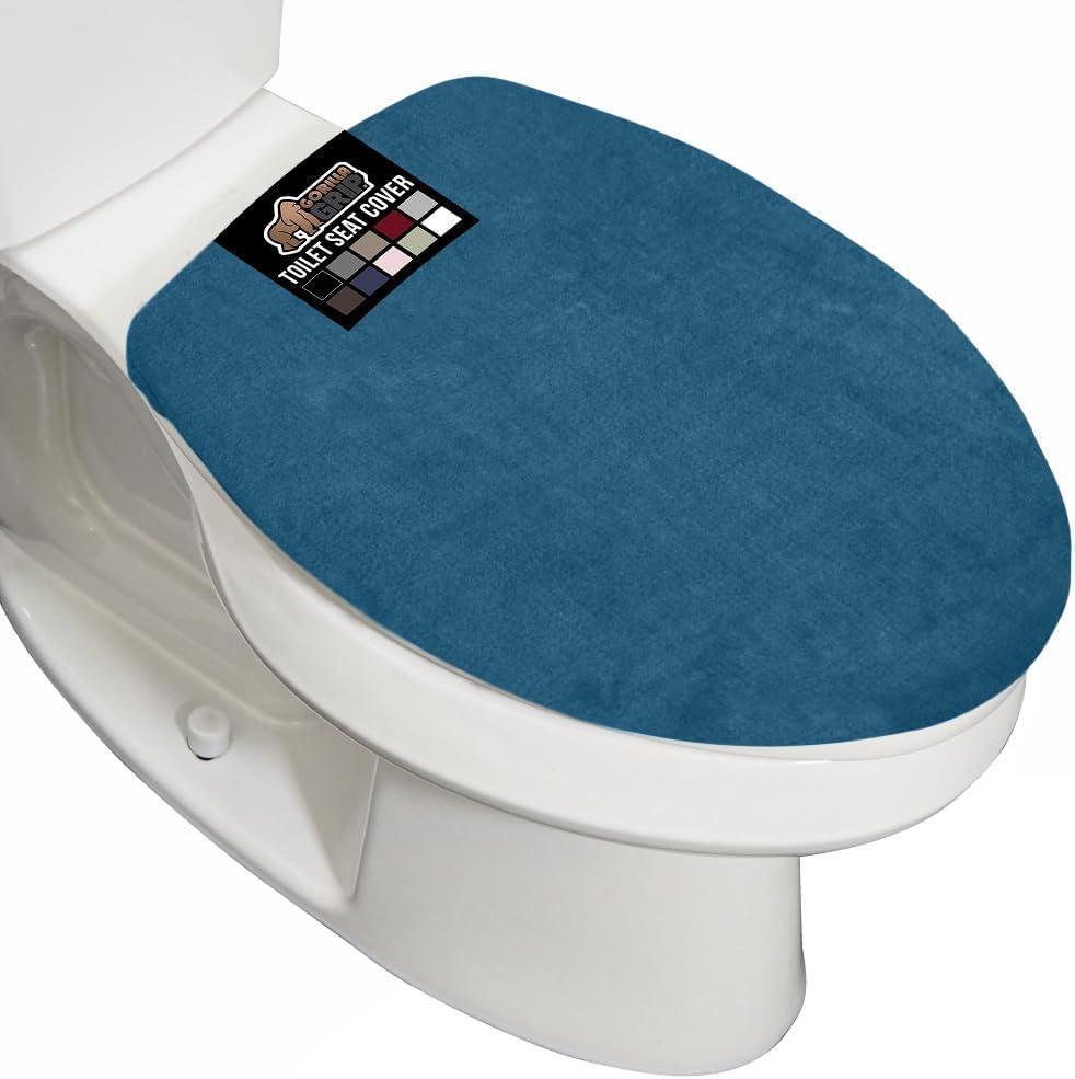 imageGORILLA GRIP Thick Memory Foam Bathroom Toilet Lid Seat Cover Soft Velvet Topside Machine Wash Plush Cushioned Covers Fits Most Size Lids Decorative Bath Room Accessories 195x185 GreyBlue